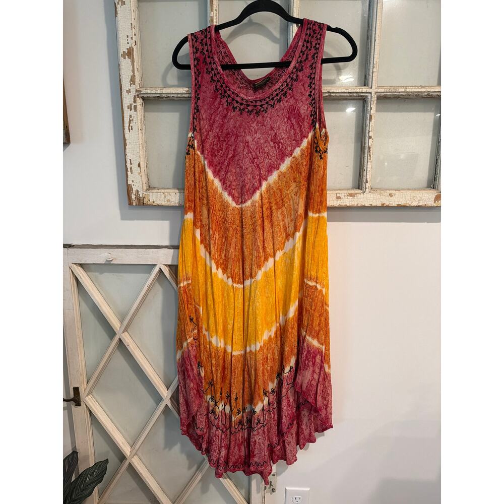 Rima Beachwear one size tye die embroidered dress